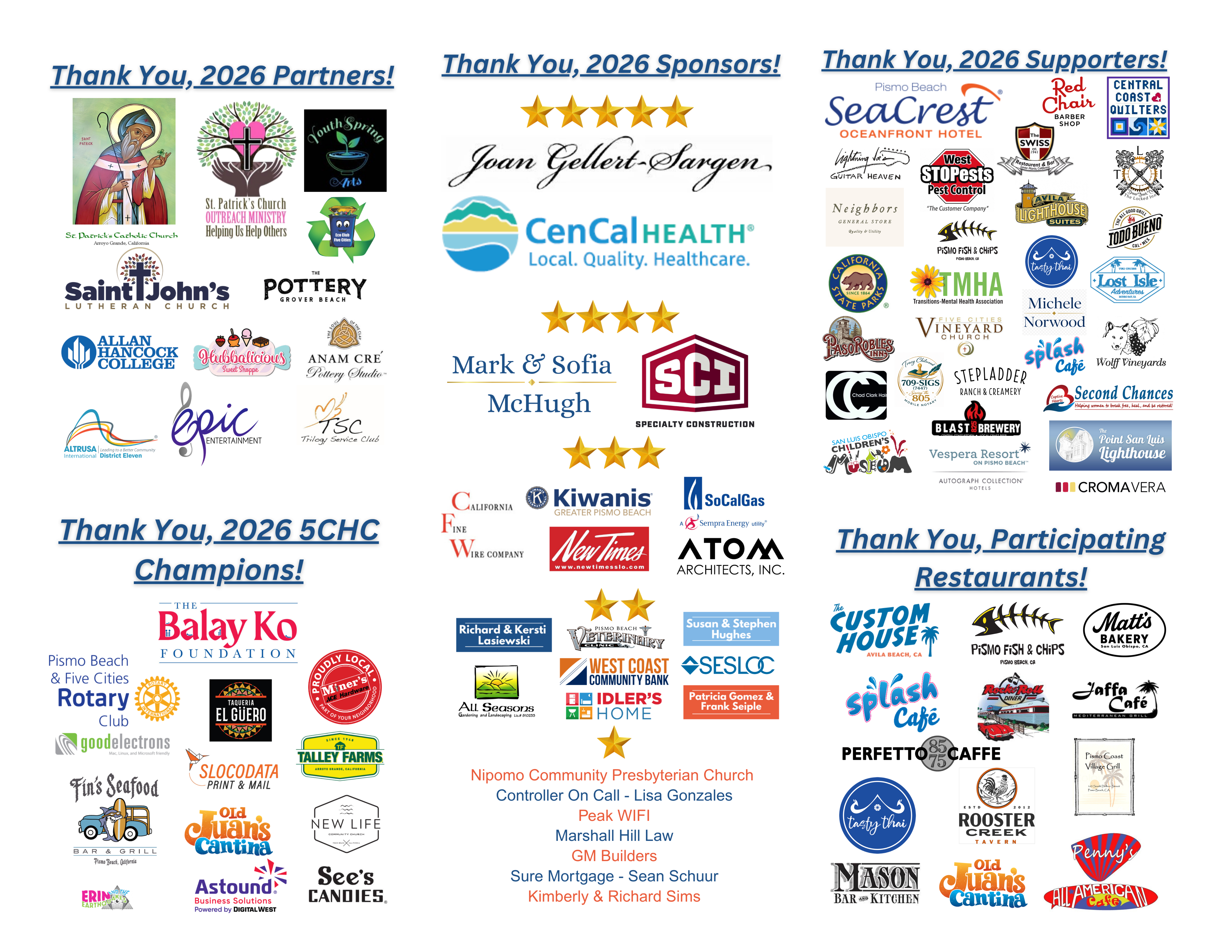 Thank you 2026 Sponsors Logos