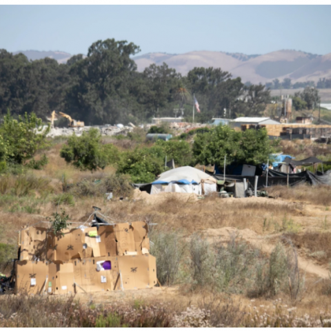 Encampments near the Santa Maria Riverbed in 2024 - photo by Aidan Dillon